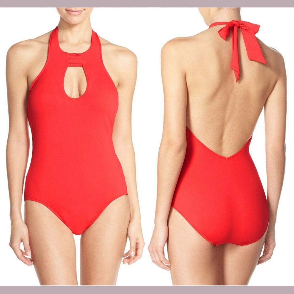 NWT Seafolly Keyhole Halter One-Piece Swimsuit 6‎